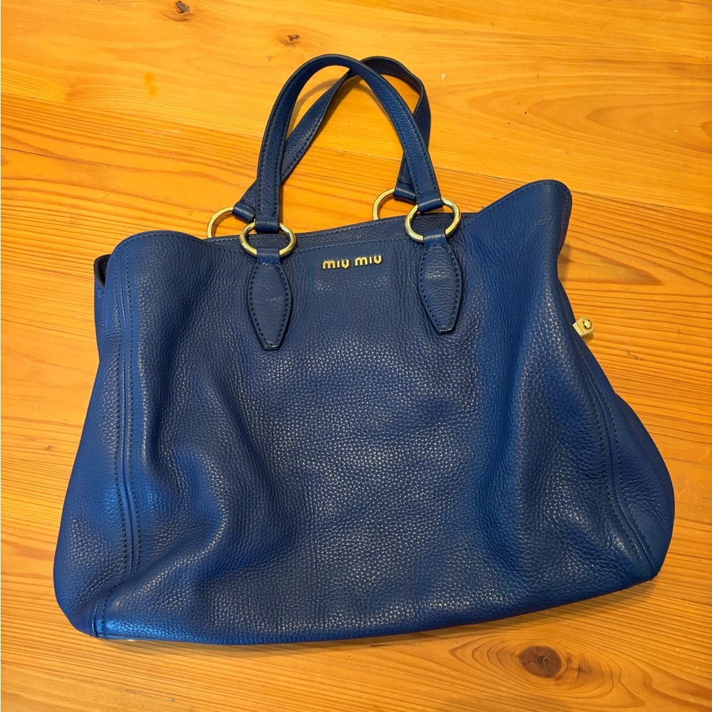 Miu Miu Royal Blue Leather Tote